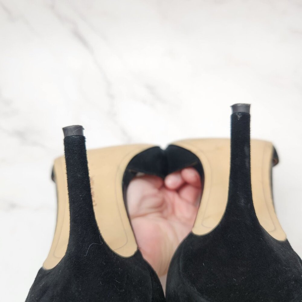Sam Edelman Porchia Black Suede Stiletto Heels Ankle Strap Women's 7.5 - Picture 7 of 9